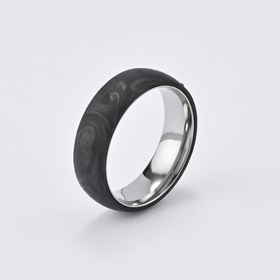 Modern Stainless Steel Forged Carbon Fiber Ring For Men Waterproof