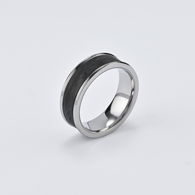 Modern Stainless Steel Forged Carbon Fiber Ring For Men Waterproof