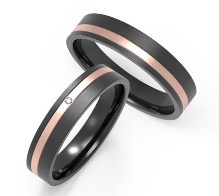 Black Color Rose Gold Titanium Ring Sets Fashion Mens Zirconium Ring