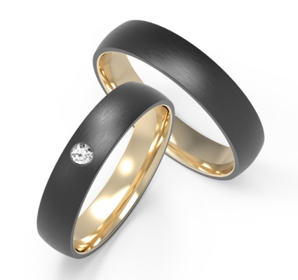 6mm Fashion Men Jewelry Polished Titanium Rings Encrusted With Zircon In K Gold