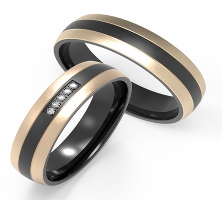 Two Border IP Gold Black Titanium Ornaments Inlaid With Zircon Matching