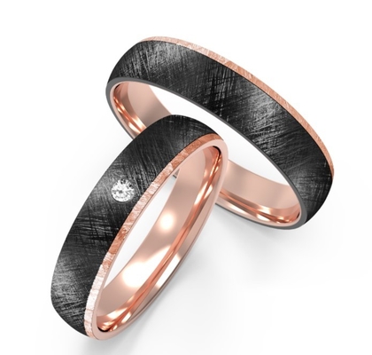 Unique Texture Classic Plain Black Titanium Wedding Rings For Couples
