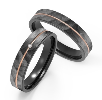 Imitation Stone Texture Black Titanium Ring 8mm Width Polished For Unisex