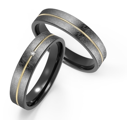 Classic Black Titanium Wedding Rings Frosted With K Gold Single Ring Set Zircon Couple Ring