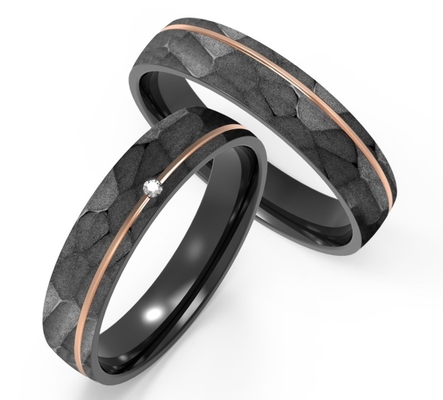 Inlaid Zircon Couple Black Titanium Jewelry Rose Gold Side Imitation Stone Pattern
