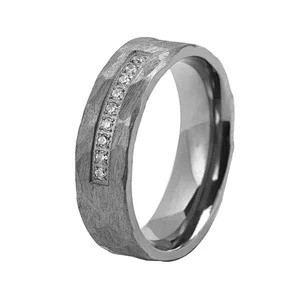 7mm Hammered Prong Custom Damascus Steel Ring Men Women Wedding Band Jewelry