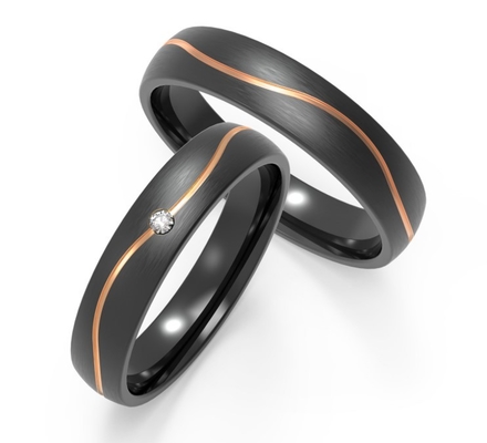 8mm Width Unisex Round Black Zirconium Ring For Wedding Engagement