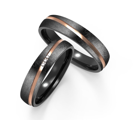 Plain / Domed Black Zirconium Ring Shiny Polish / Satin Finish Customizable Sizes