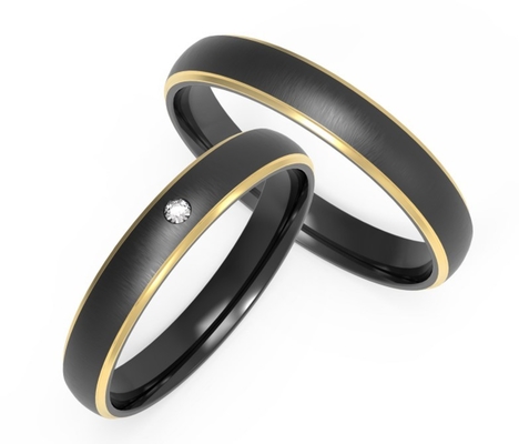 IP Gold Rose Gold Rhodium Black Zirconium Ring Wedding Band Jewelry