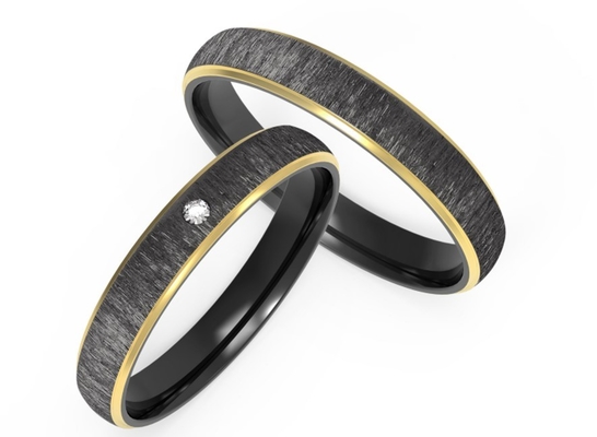 Stylish Black Zirconium Ring Jewelry With Dinosaur Bones Setting Customizable
