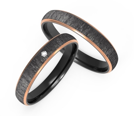 Silk Pattern Black Titanium Engagement Rings 8mm Polished Couple Ring