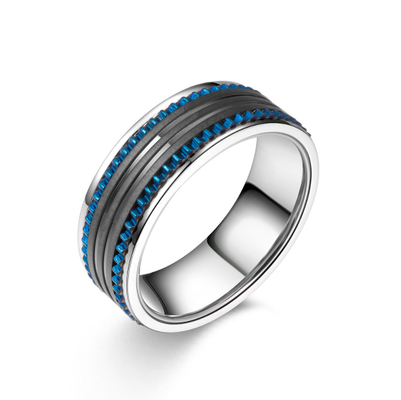 Black And Blue Plated Stainless Steel Men's Rings 6mm 7mm 8mm 9mm ring width