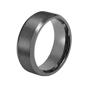 Brushing Black Plated Tantalum Ring Men's Wedding Band Comfort Fit