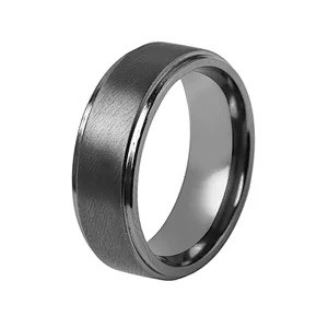 Fashion Men Tungsten Ring Engagement Wedding Bands Black Tungsten Carbide Brushed Ring