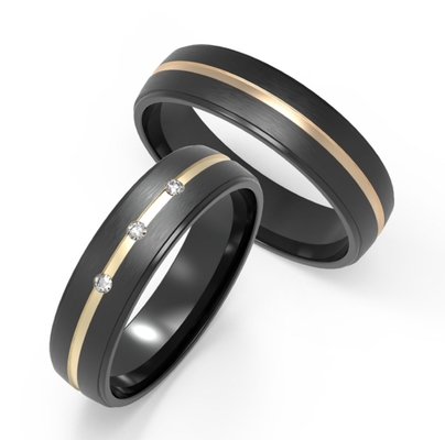 Polished Matte Titanium Wedding Band Scratch Resistant With Zircon Ring