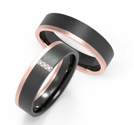 Trend Black Titanium Jewelry Polished Rose Gold Plain Titanium Wedding Band