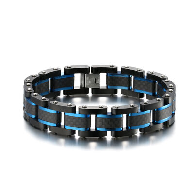 Buen precio Brazalete de cadena de acero inoxidable personalizado Joyería Brazalete de fibra de carbono para hombres en línea
