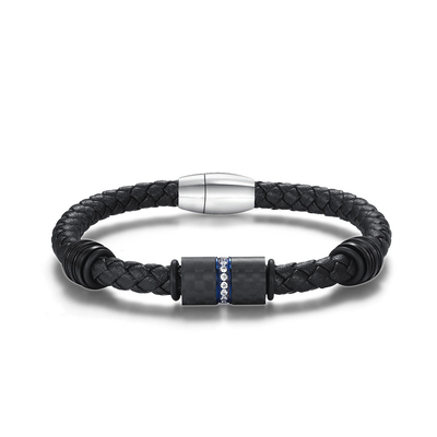 Luxury PU Leather Stainless Steel Bracelet Magnetic Buckle Woven Braided Wrap Bracelets