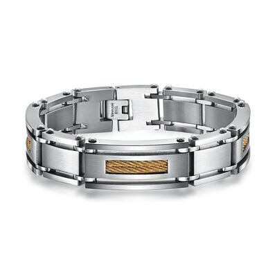 Harga yang bagus Perhiasan Perak Stainless Steel Bracelet Bersilat Perak Dan Plating Perhiasan Emas on line