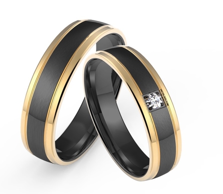 Simple Fashion Men Jewelry Polished With Double Ring K Gold Inset Zircon Couple Ring