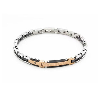 Classic Men Wide Stainless Steel Bracelet Two Tone Rose Gold With Silver Watch Band