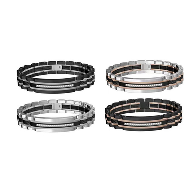 Bon prix Rose Gold Diamant Bracelet en acier inoxydable Inchangé Croix Noire Bijoux en acier inoxydable en ligne