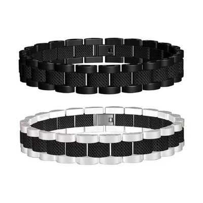 Buen precio Brazalete de cadena de acero inoxidable y fibra de carbono personalizado para hombres en línea