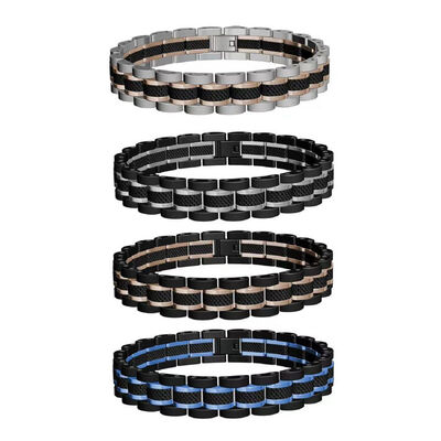 Harga yang bagus IP Emas dan IP Biru dan Mawar Emas Baja Ringan Pria Gelang Perhiasan Mode Gelang on line