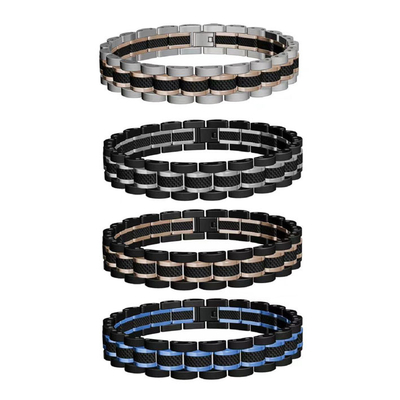 IP Gold and IP Blue and Rose Gold Stainless Steel Men Bracelet Fashion Jewelry Bracelets