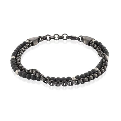 Guter Preis 7.5 Zoll Edelstahl Armband Klassiker Schwarzes Leder Armband für Männer Online