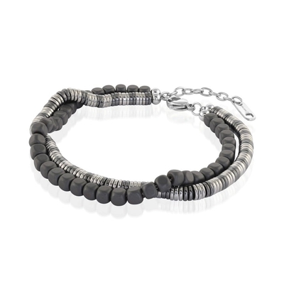 Men Black Stainless Steel Beaded Necklace Ball Chain With Zipper Jewelry Necklace