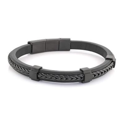 Luxury Custom Logo Men's Magnetic Clasp Men Jewelry Bracelet Leather Bracelet