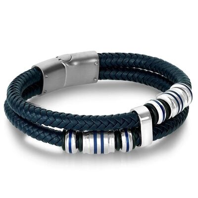 Goede prijs. Hip Hop blauw geschilderd leren punk armbanden met magnetische boei juwelen mannen armband online