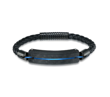 Men's Carbon Fiber Tantalum Bracelet Braided Flower Leather Rope Hand Rope Bracelet