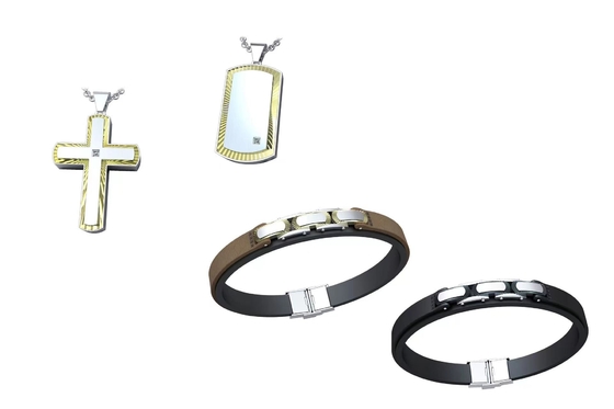 Religion Men Stainless Steel Jewelry Set Plated Cross Necklace Bracelet Ring Set