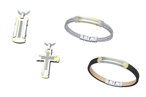 Customized Watch Chain Pendant And Bracelet Set Stainless Steel Men's Luxury Jewelry