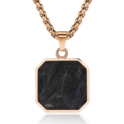 Religious Cross Forged Carbon Fiber Pendant Rose Gold Men Metal Chain Necklace