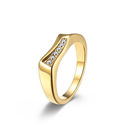 Gold Plated 316 Stainless Steel Ring Jewelry Men Stainless Steel Diamond Ring