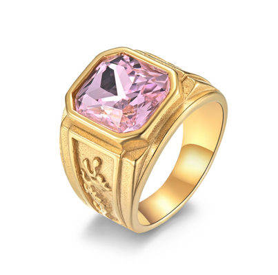 Men 316 Stainless Steel Ring Jewelry Gold Color Plated Customized Size