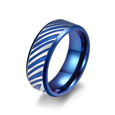 Classic Fashion Men's Rings Blue Plated Hip Hop Punk Stainless Steel Chain Ring Jewelry