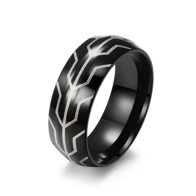Waterproof Stainless Steel Black Ring No Fade Simple Finger Ring For Men
