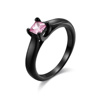 Men's Jewelry Stainless Steel Ring Matte Black Vintage Crystal Stone Ring