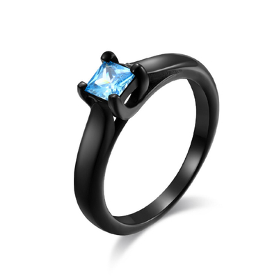 Men's Jewelry Stainless Steel Ring Matte Black Vintage Crystal Stone Ring