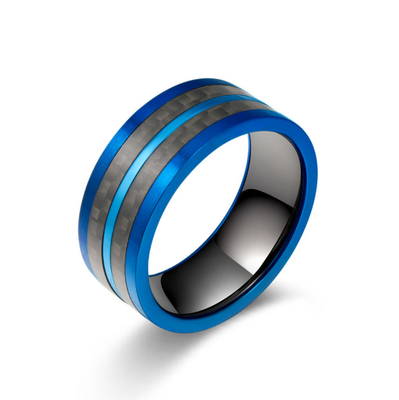 Waterproof Stainless Steel Ring Plated Blue No Fade Men's Simple Finger Rings