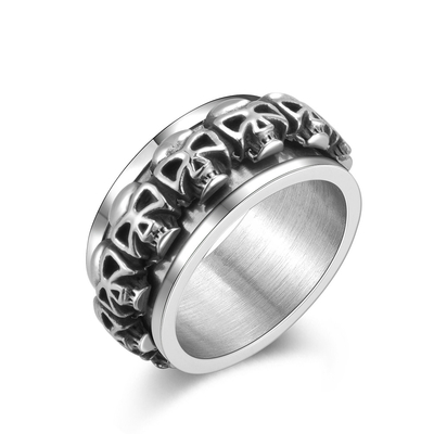 Vintage Skull Style Personalized Men Rings Jewelry Mens Black Agate Stone Ring