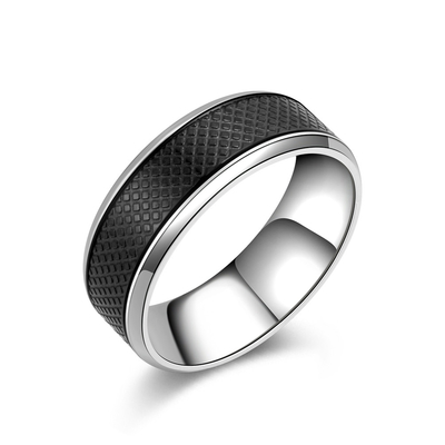 Simple High Polished Stainless Steel Ring Fashion Jewelry Rotating Chain Finger Ring