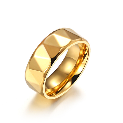 8MM Fashion Men Jewelry Gold Plating Rings Stainless Steel Punk Jewelry