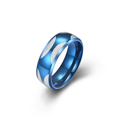 Simple Jewelry Men's Stainless Steel Ring Flower Pattern 8MM Ring
