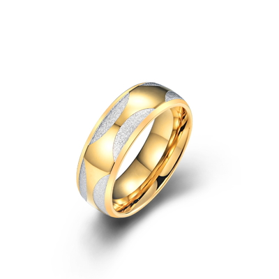 Simple Jewelry Men's Stainless Steel Ring Flower Pattern 8MM Ring