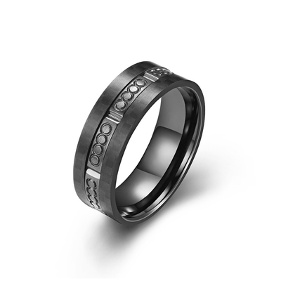 Carbon Fiber Plain Stainless Steel Rings For Men Customized Size